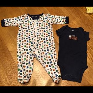 💥3 for $13💥 Sports Themed Footie & Onesie
